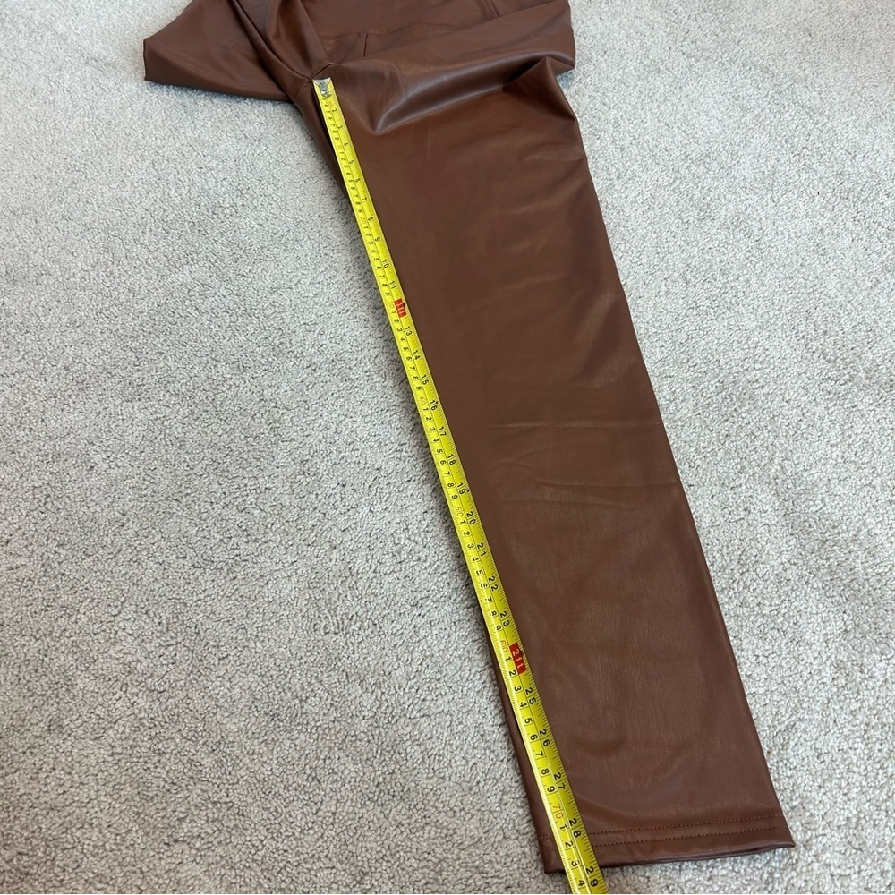 7 for all mankind camel brown faux leather high waisted leggings Sz L NWOT - Picture 8 of 10